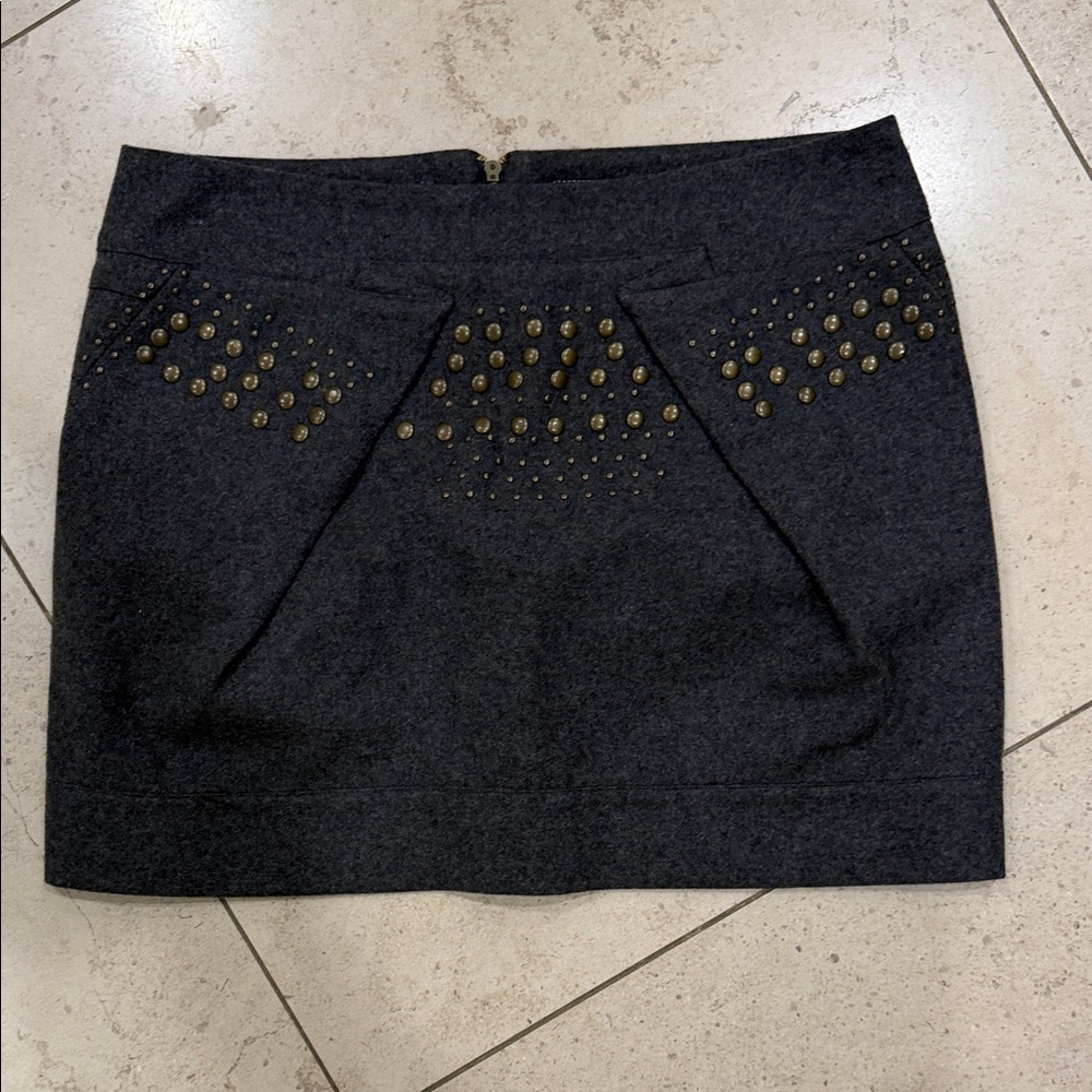 Elegant Dark Gray Studded Mini Skirt